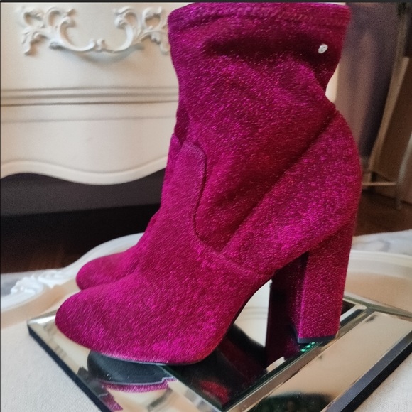 Hot Pink Glitter Booties - Picture 2 of 9